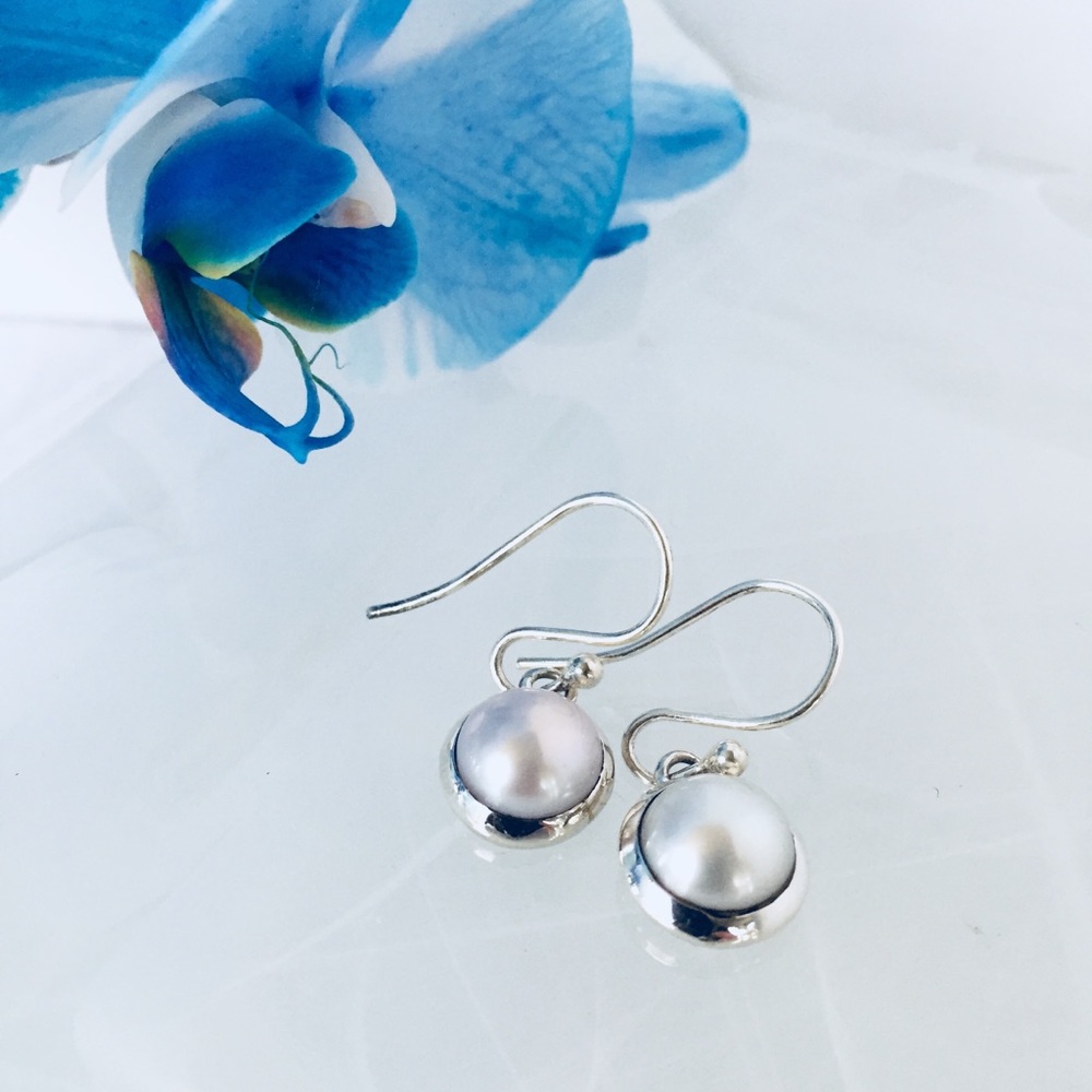 925 Sterling Silver South Sea Pearl Drop Earrings